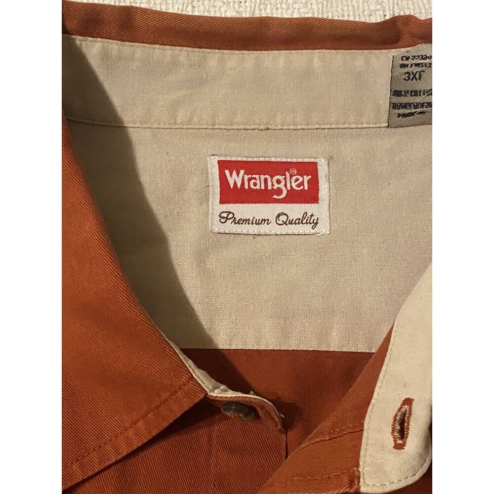 Wrangler Western Mens Button Down Shirt 3XL Terra Cotta/Red Long Sleeve Cotton - Picture 2 of 16